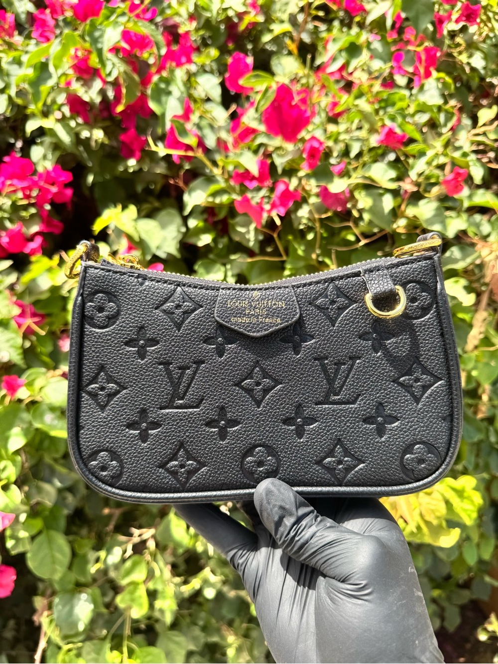 Louis Vuitton Black Monogram Empreinte Mini Pochette with Gold Hardware